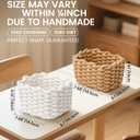 Small Macrame Woven Storage Baskets 2 Pack – Boho Cotton Rope Bins for Bathroom, Bedroom, Desk & Vanity Organizer – White & Khaki, 7x5.5x5 Inches