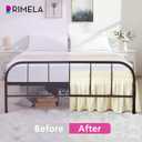 RIMELA Cream Yellow Bed Skirt Queen Size 18 Inch Drop Split Corners, Wrap Around Elastic Bedskirt, Dust Ruffle for Adjustable Bed Base Machine Washable Easy to Install Bed Skirts