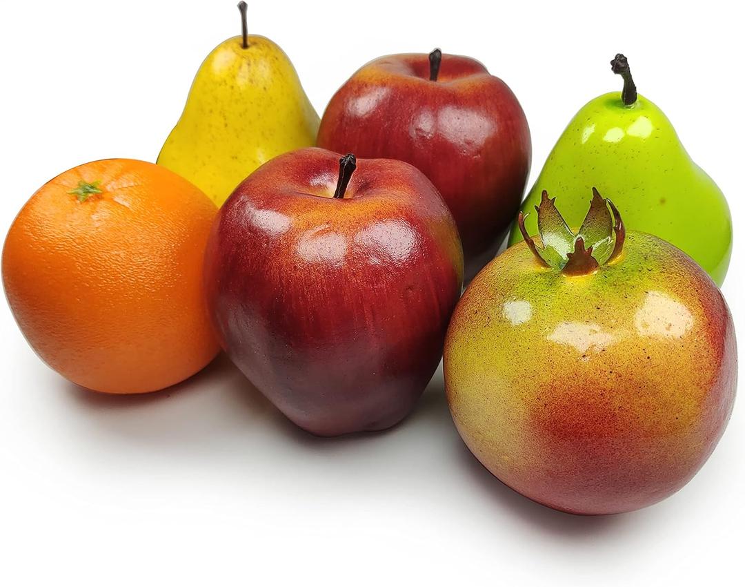 Artificial Fruits Pack,Fake Fruits for Home Decor,Simulation Fruit Set,Faux Fruits Set for Party Chirstmas Decortion,Fruit Modle for Photoshoot,Fake Apples,Pomegranate,Mixture Fruits 6 Pieces/Set