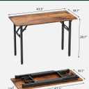 Frylr Small Folding Computer Desk – 43.3 Inch Portable Table for Craft and Study, Lightweight Desk for Small Spaces, Foldable Laptop Table Built-in AC/USB Outlets for Convenience, Rustic Brown