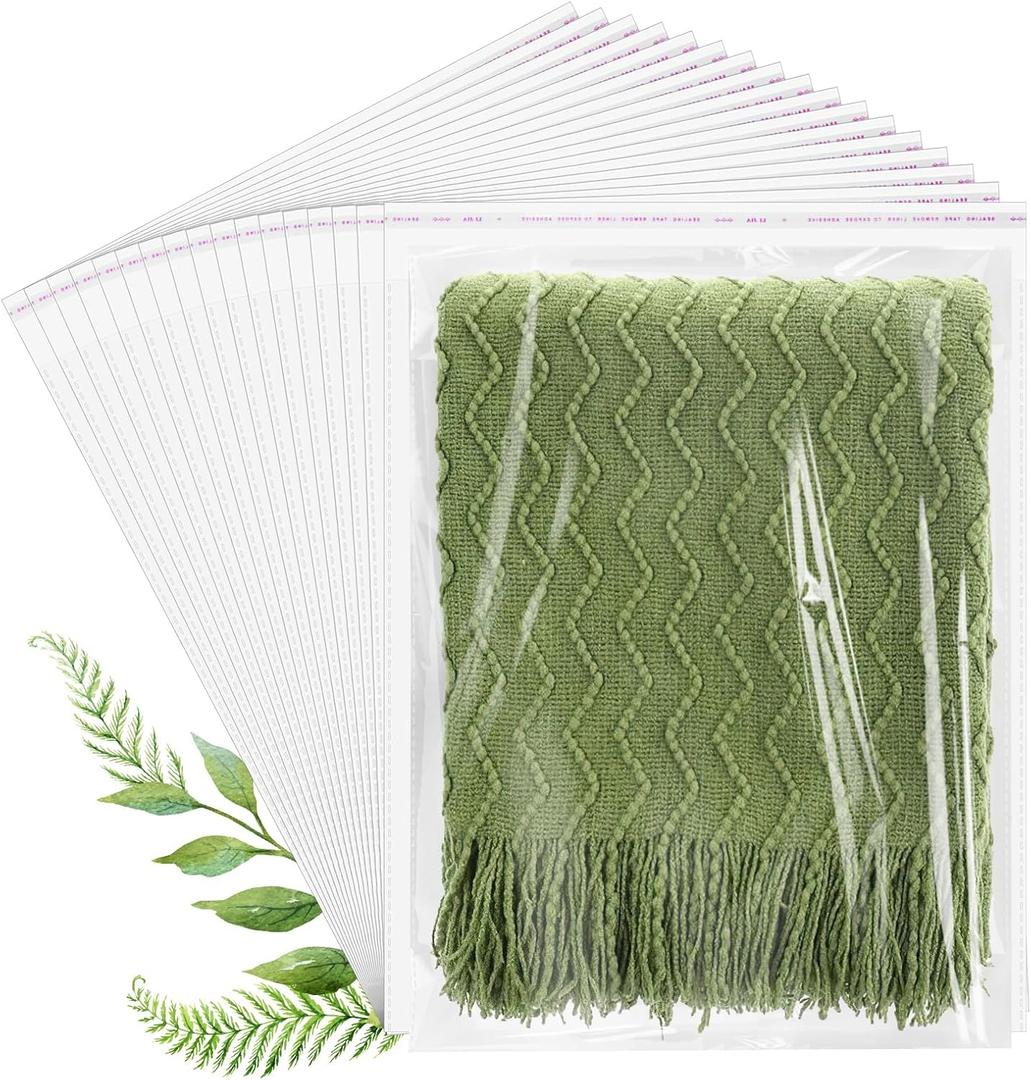 Cellophane Bags, 70 Pcs Resealable Clear Poly Bags for Clothes, Shirt Bag, Decorative Wrappers, Party Favors & Artwork(14x20)