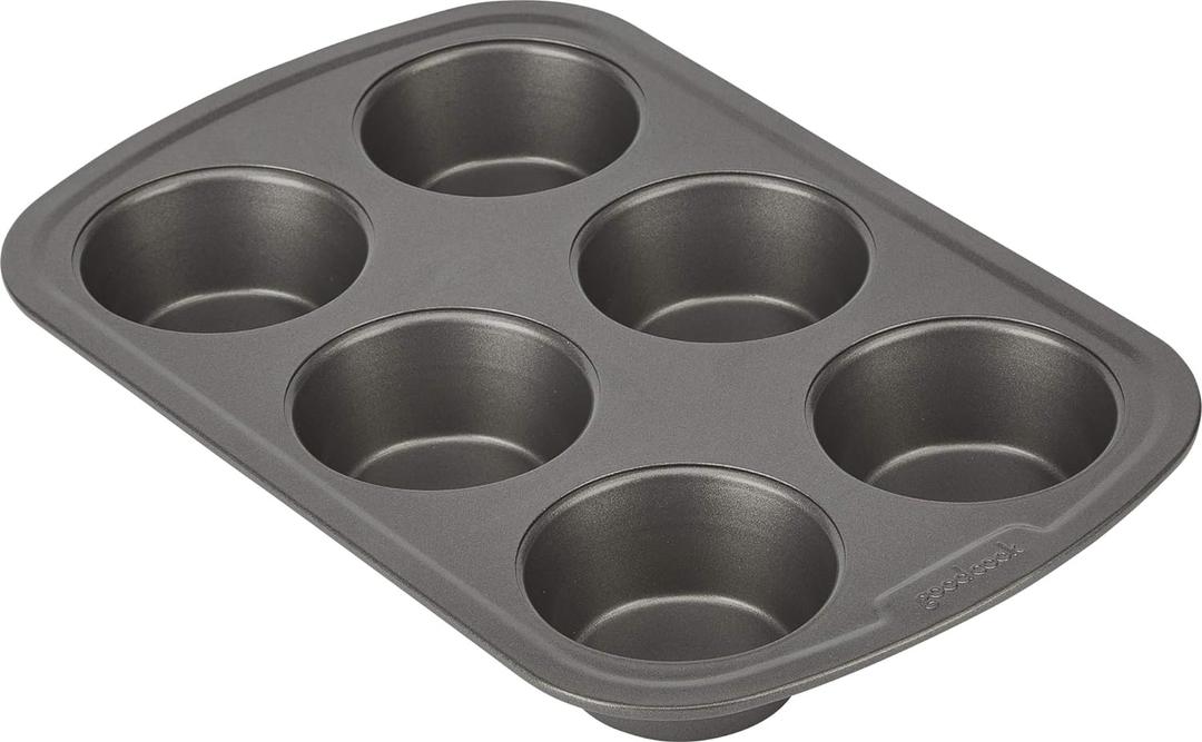 GoodCook Everyday Nonstick Steel Muffin Pan, 6 cup, Gray