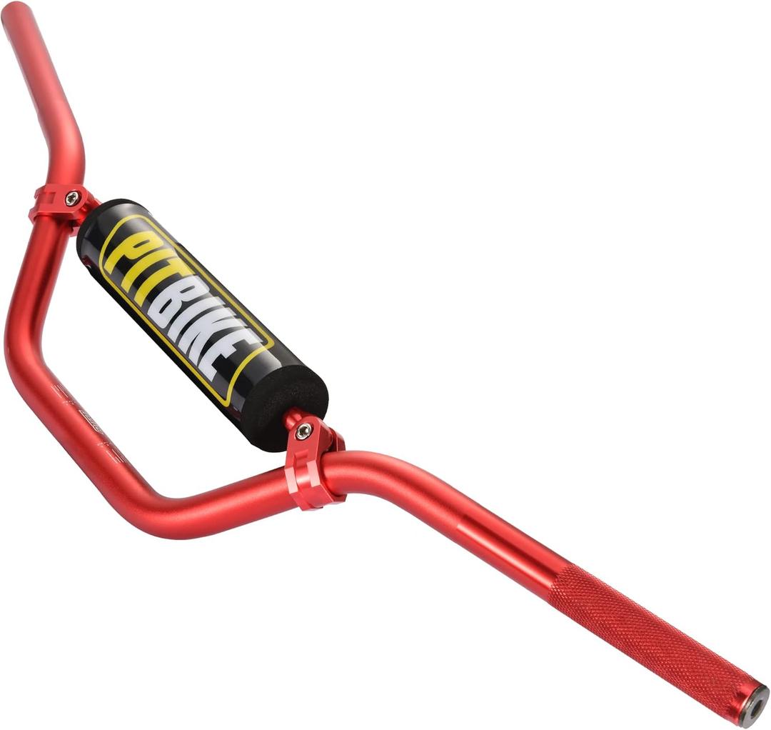 RUTU Universal 7/8" 22mm Dirt Bike Handlebars with Chest Protector Pad for CRF YZF KXF KLX RMZ DRZ Pit Bike Motocross ATV Quad - Red - Reducing Craft, High strength