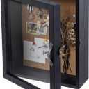 MyGift 11x14 Vintage Black Solid Wood Deep Shadow Box with Cork Board Backing, Wall Mounted Display Case with Clear Acrylic Front Window Panel, Metal Handle and Latch