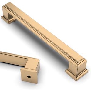Asidrama 10 Pack 5 Inch(128mm) Champagne Bronze Kitchen Cabinet Handles Brushed Brass Cabinet Pulls Gold Kitchen Cabinet Hardware for Cupboard Drawer Pulls (5" Hole Center128mm)