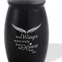 2.67 Inches Small Keepsake Urns for Human Ashes Adult Male or Female, Mini Cremation Black Angel Decorative Tiny Urns for Memorial Funeral Human Ashes Adult