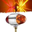 Partsam 1x Glass Watermelon Light Dual Revolution Double-Face Amber Red LED Turn Signal Marker Light, Zinc Alloy Housing Amber Red Lens Post Mount for Peterbilt Freightliner Semi Truck Trailer, 10-30V