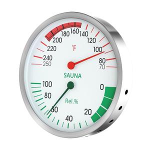 5-Inch Large Display Sauna Thermometer Hygrometer - Color-Coded Dial, Stainless Steel, Heat-Resistant, Easy to Read Humidity & Temperature Gauge for Home Spa, Steam Room, Sauna (70-250F, 0-100% RH)