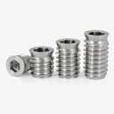 Threaded Inserts for Wood, Screw in Nut Fastener Connector, Steel Hex Drive Nut Inserts for Home Office Furniture (Silver, 1/4"-20 x25mm-100pcs)