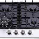 DM4188-01 24-Inch Dual-Fuel Gas Cooktop, 5-Burner LPG/NG Convertible Stovetop With Tempered Glass Surface