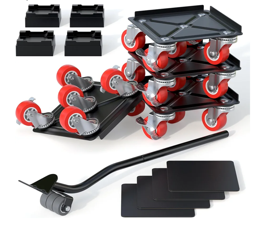 Fivepears Furniture Lift Mover Tool Set-3000 lb,5-Wheel Heavy-Duty Furniture Dolly with Handle,360°Swivel Casters Trolley-Ideal for Moving Heavy Machinery, Equipment, Pianos, Couches and Carpeted