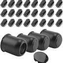 HowioZil 4-Pack Trailer Push Through Center Caps and Trailer Wheel Lug Sets - 3.19in Wheel Center Caps Matte Black Wheel Cover Stainless Steel Hub Cap with 24 Black Capped 1/2-20 Lug Nuts for Truck RV