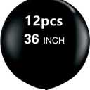 36 Inch Latex Round Black Balloons(Premium Helium Quality),Giant Balloons for Photo Shoot/Birthday/WeddingParty/Festivals/Event Decorations (12pcs Black)