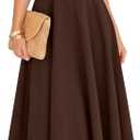 BTFBM Summer Dresses for Women 2026 Mock Neck Sleeveless High Waist Flowy Aline Maxi Spring Wedding Guest Dress Cocktail, Dark Brown, Large