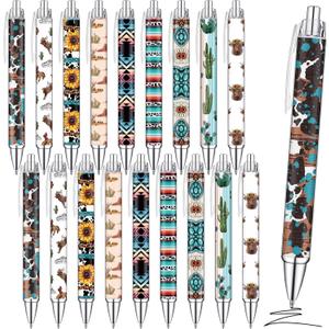 Colarr 36 Pcs Western Theme Pens Bulk Print Western Cowboy Party Favors Black Retractable Gel Ballpoint Pens Office Supplies for Birthday Graduation Gifts (Fresh Style)