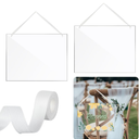 AHANDMAKER 2 Pcs Clear Acrylic Hanging Sign 8.66"x11" Wedding Chair Signs Reserved Seating Signs DIY Blank Names for Wedding Dinner Parties, Food Signs, Banquet Events