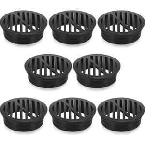 Taiyin 8 Pcs 4.5-inch Plastic Round Grate Cover Fits 4 Inch Drain Pipe and Fittings Catch Drainage Basin Outdoor Drain Cover for Small Lawns, Landscaping and Patios, Black