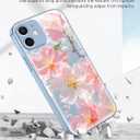 Flower Phone Case for iPhone 15 Pro Max, Delicate Floral Art Pattern Cover, Camera Lens Protector & Shockproof, Silicone Lanyard, Cute Slim & Lightweight for iPhone 15 Pro Max Case (Blue)