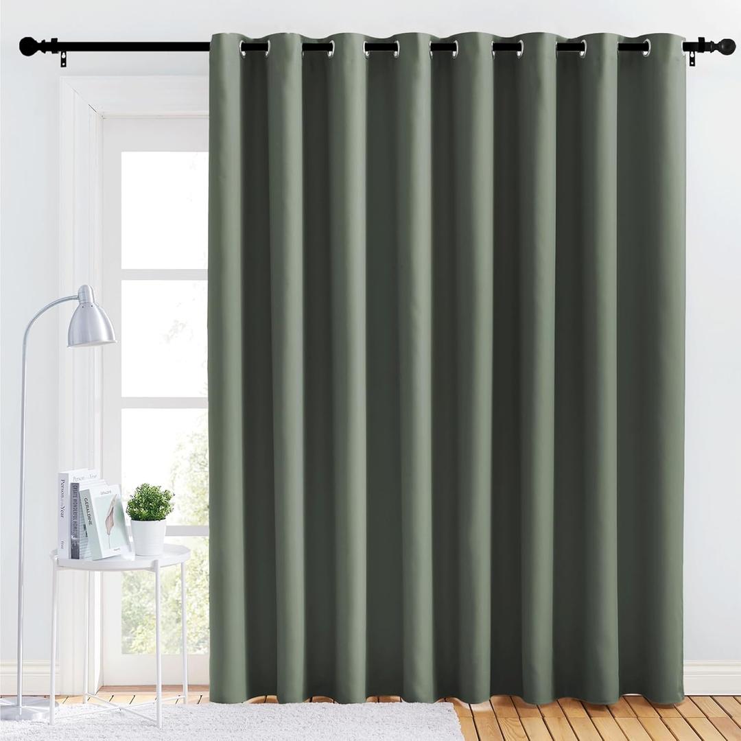 NICETOWN Bedroom Blackout Curtain Panel - (120 inches by 90 inch, Dark Mallard, 1 PC) Energy Saving Thermal Insulated Grommet Blackout Drapery for Patio, Room Divider Curtain