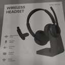 Wireless Headset with Mic for Work, Bluetooth 5.3 Headsets with Microphone and Detachable Earpads, 50H Playtime with Charging Base, Noise Cancelling Headphones for Work with Mic Mute