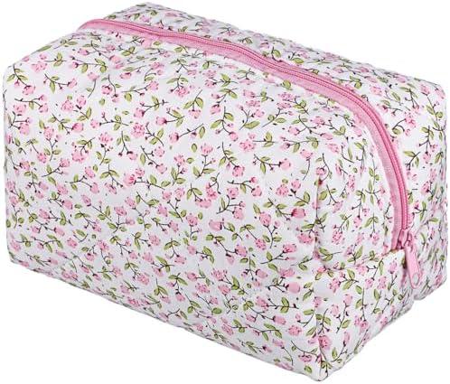 GALPADA Floral Makeup Bag Travel Cosmetic Organizer with Secure Zipper Lightweight Makeup Pouch for Women Perfect for Daily Touch-Ups, Pack of 2