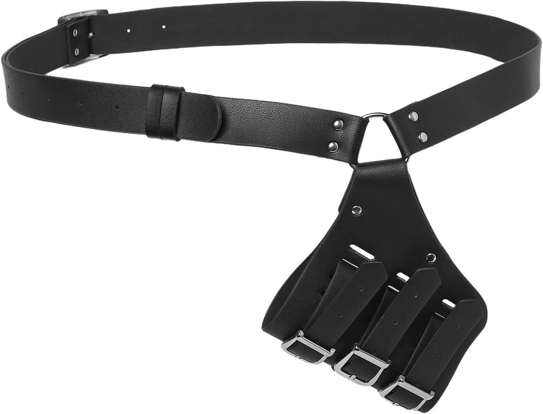 HZMAN Medieval Faux Leather Sword Belt Adjustable Black Rapier Sword Holster Renaissance Belt Knight LARP Costume Accessory