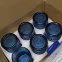 Hobnail Drinking Glasses Set of 6,12oz Blue Vintage Glassware,Cocktail Glasses,Embossed Glass Cups,Water Tumbler for Whiskey, Juice and Various Mixed Drinks