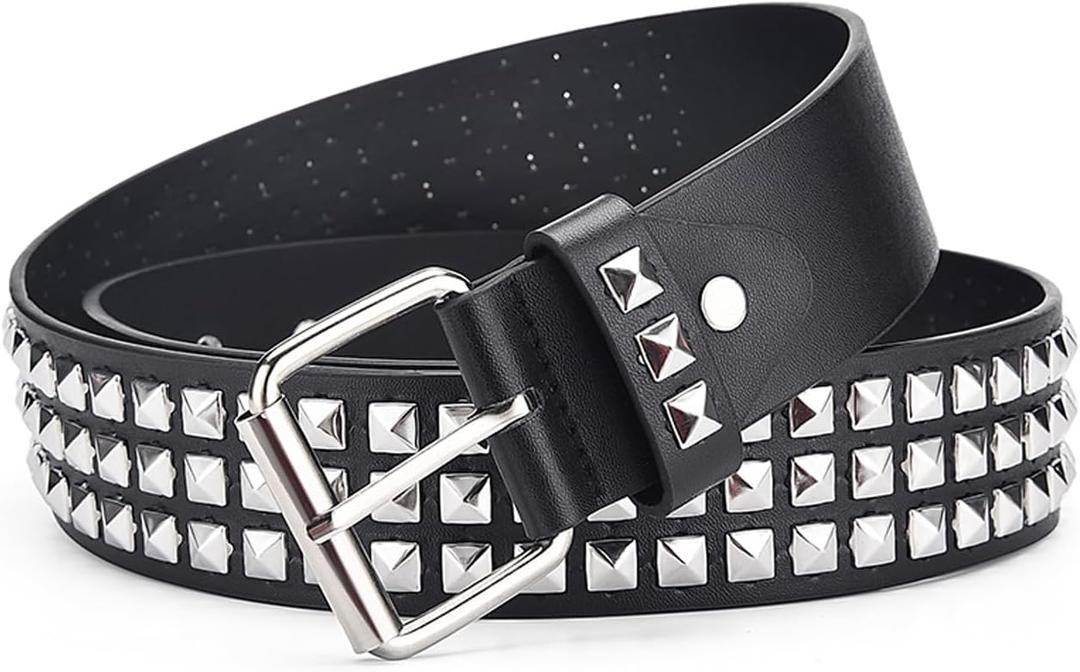 Studded Belts Women Y2K Belt Star Belts Black Girl Ladies Spike Stud Punk Waist Belt for Halloween Cosplay