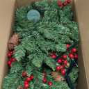 Christmas Tree 30 inch Prelit 2 Set Pathway Porch Christmas Trees Pre-Light LED Battery Operated Outdoor Xmas Decor for Entrance Driveway, Yard, Garden, Red Berries, Pine Cones (Brief Green)