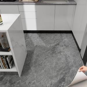 auxua Marble Pattern 24"x 24" Peel and Stick Floor Tiles (Large Format), Grey 12 Tiles/Pack - Covers 48 Sq Ft, Scratch-Resistant & Waterproof Floor Tiles Planks for Bathroom Kitchen