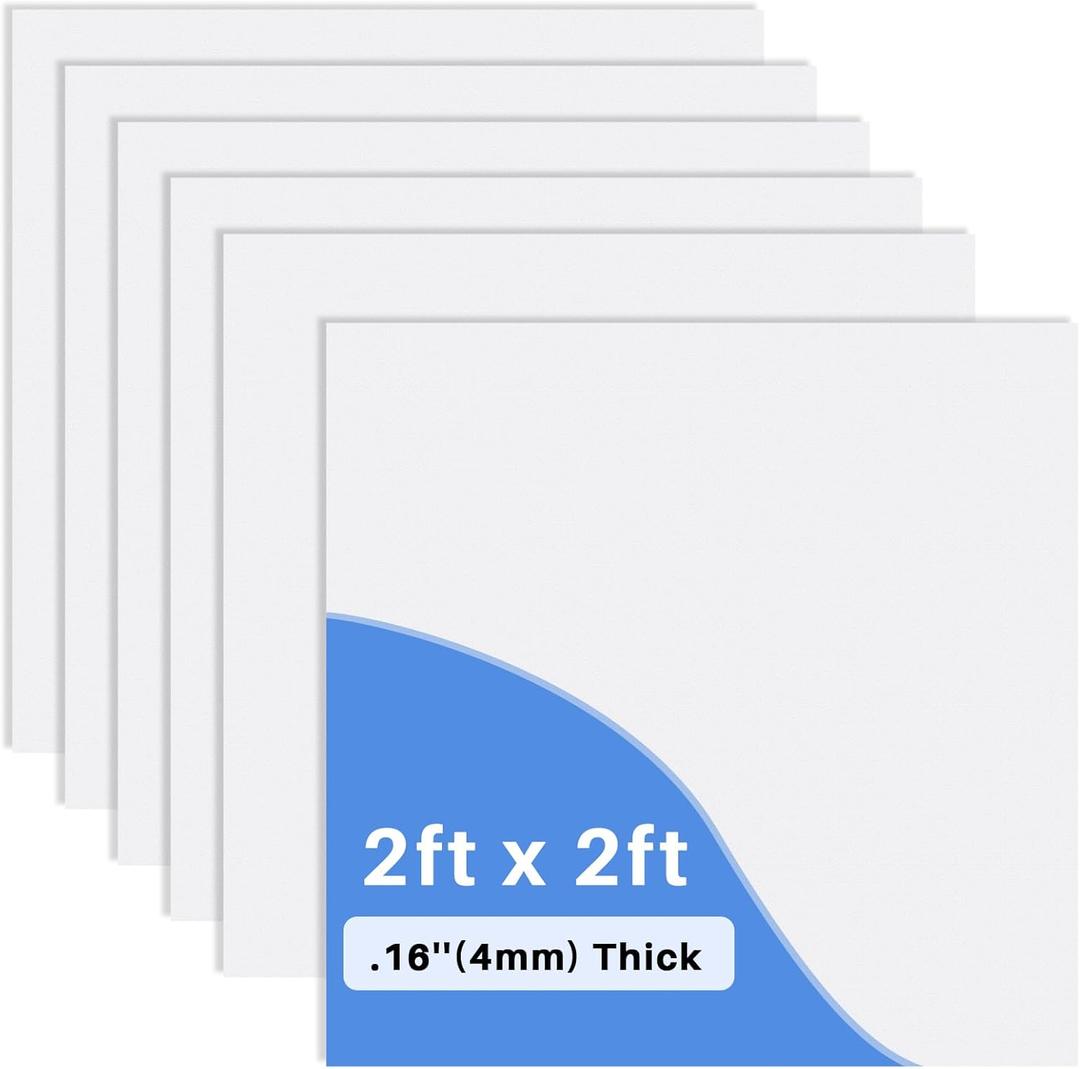 Frienda 6 Pcs 2ft X 2ft Drop Ceiling Tiles PVC Smooth Ceiling Panel Easy Drop in Installation for Waterproof Washable and Fire Rated to Prevent Breakage (White)