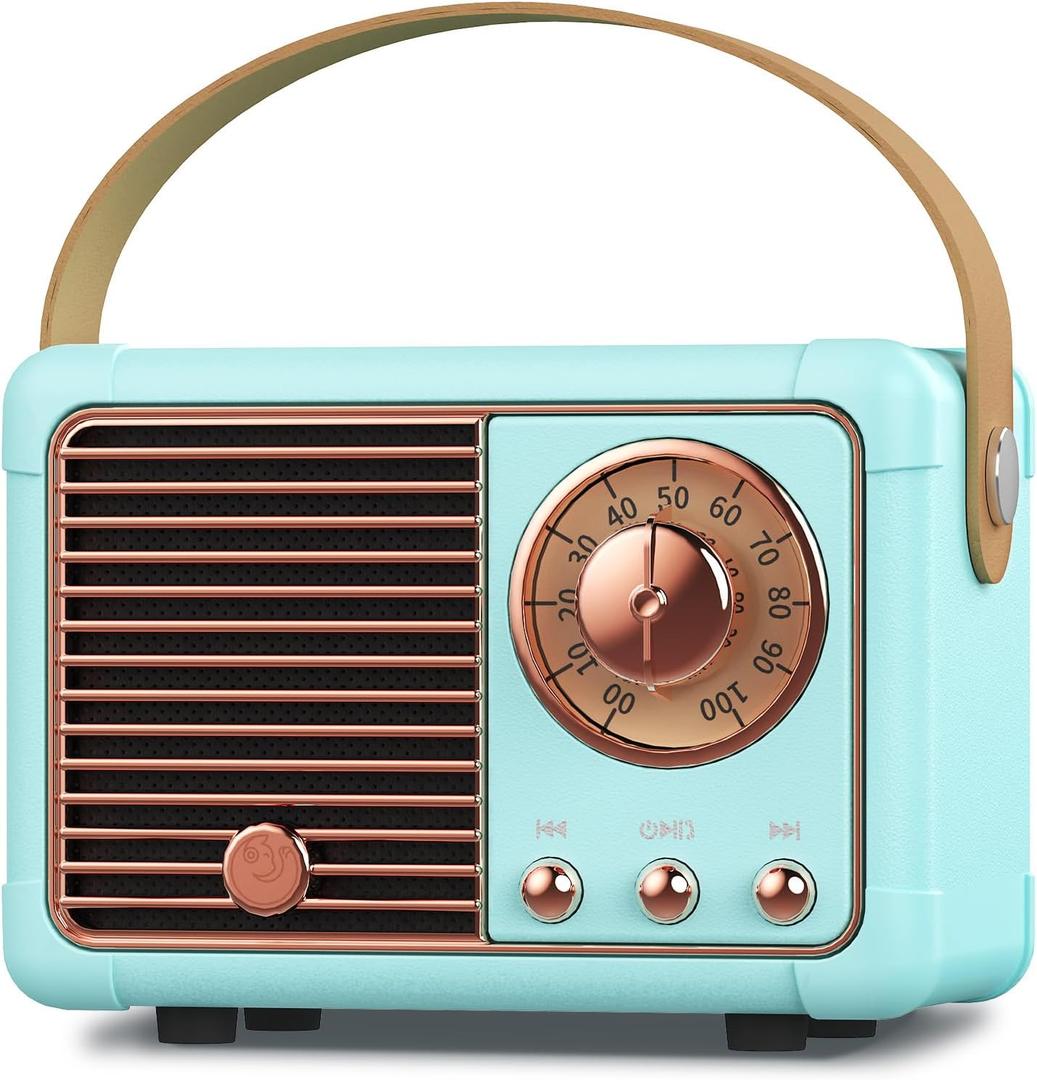 PRUNUS J-999 Retro Bluetooth Speaker,Vintage Decor,Christmas Decor,Mini Wireless Bluetooth Speaker,Cute Old Fashion Style Support USB/TF Card/AUX for Kitchen Desk Bedroom Office Party Outdoor(Blue)