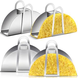 4 Pack Stainless Steel Taco Shell Mold Taco Shell Holder Stands Corn Tortilla Shaper for Frying Crispy Maker for Baking Fryer Air Frying Make Crispy Flat Kitchen Cooking Tools