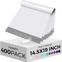 Fuxury Poly Mailers 14.5x19" 400Pcs Bulk Shipping Bags for Clothing Strong Adhesive Shipping Envelopes Waterproof Packaging Mailing Bag for Small Business White Polymailers