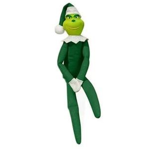 Christmas Grinch Plush Toy Xmas Ornament Elf Doll on the Shelf -Green