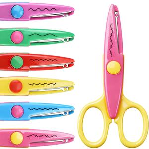 6pcs craft scissors, craft scissors decorative edge for Scrapebook＆School, fancy scissors with Stamp Edge, Fine Zigzag, Castle, Wide Zigzag, Scallop, Ripple