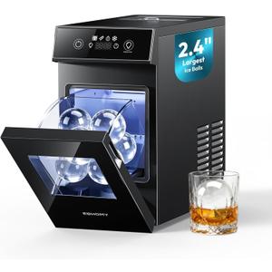 EUHOMY 2.4" Ice Ball Maker Countertop, 2Pcs Ready in 60Mins, 48Pcs/Day, 8H Timer, Self-Cleaning Sphere Ice Maker Machine with Crystal Clear Ice, Round Ice Cube Maker for Whiskey & Bourbon (Black)