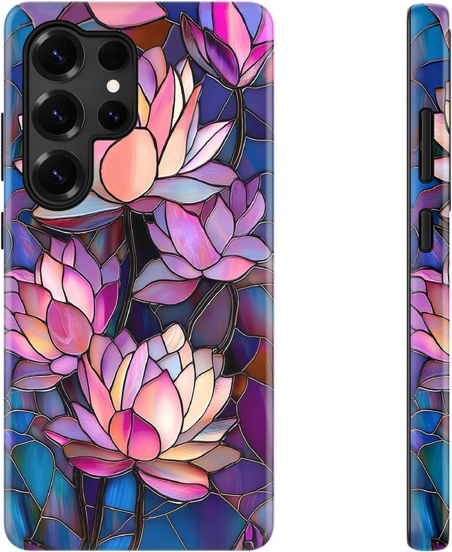 DEENAKIN for Samsung Galaxy S23 Ultra Case Cute,Aesthetic Vintage Purple Lotus Girly Shell,Compatible with Magsafe,Trendy Unique Cool Retro Protective Slim Silicone Phone Cover for Women Girls