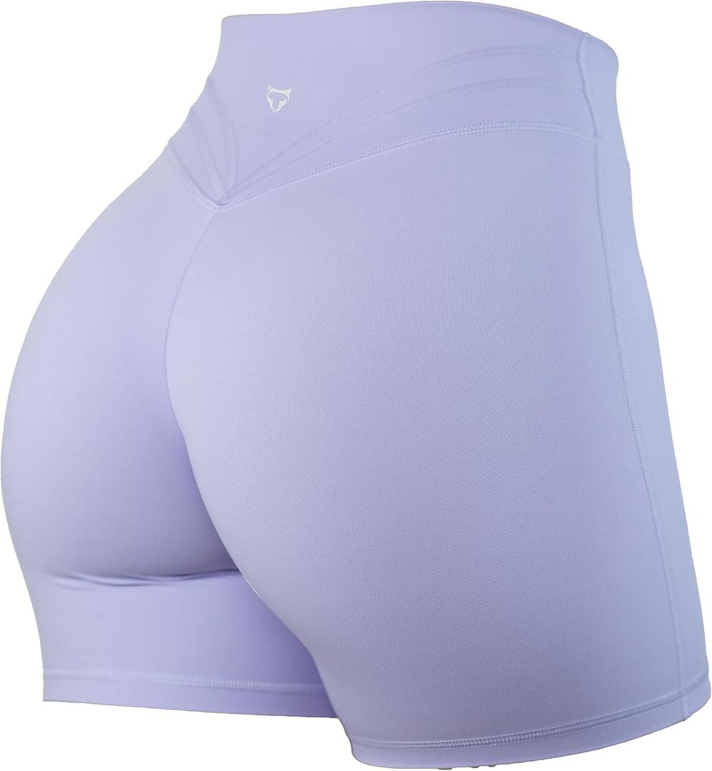 TomTiger Workout Shorts for Women High Waist Gym Shorts Bike Running Active Exercise Yoga Shorts Tummy Control (Small, Lavender)