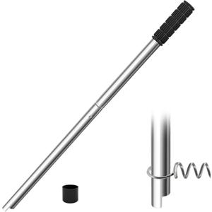 Tlence Pool Cover Tool, 26-1/2 Inch Long Pool Cover Anchor Removal Rod, Swimming Pool Safety Cover Spring Installation Tool, Stainless Steel Heavy Duty Pool Cover Bar for Concrete and Paver Deck