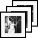 eletecpro 14x14 Picture Frame Set of 3, Display 10x10 with Mat, Black, 14x14 for 10x10