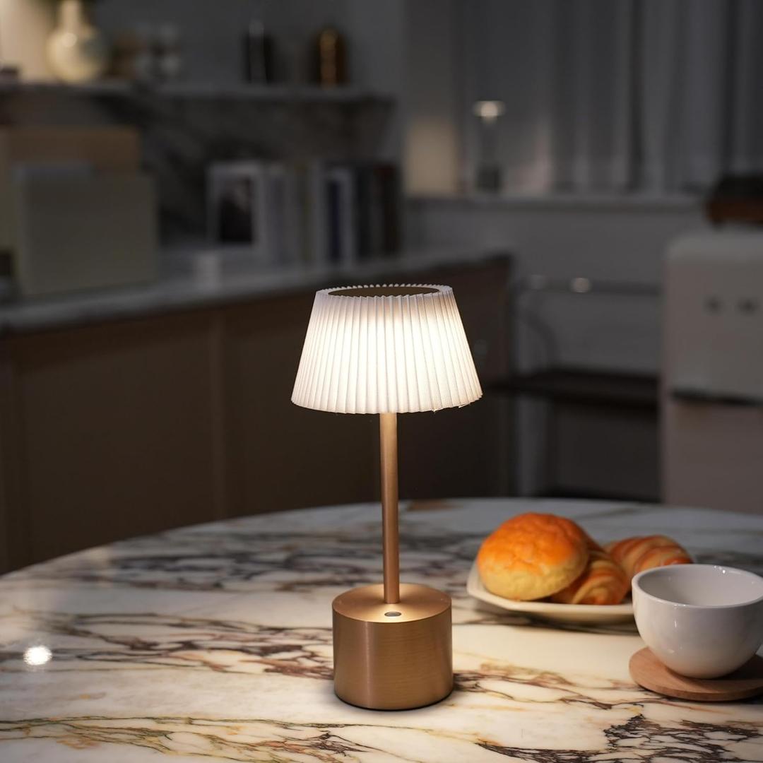 ZenithLight Rechargeable Cordless LED Desk Lamp 5000mAh Battery, Waterproof, 3Color Touch Dimming Portable Table Light for Restaurant, Outdoor, Camping, (2P Titanium)