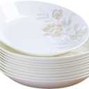 8 Inch White Porcelain Dinner Plates Set of 10 Round Ceramic Dishes Plate Kitchen Dinnerware for Dinner Dishwasher Safe