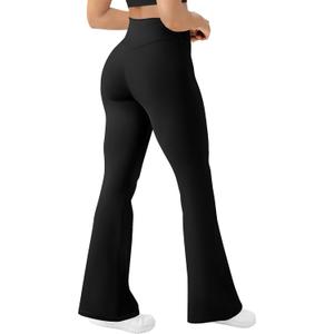 Women's Yoga Pants Bootcut Flare Leggings Flared Bell Bottom Leggings High Waisted Workout Pants Tummy Control (Black, XL)