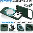SHIELDON Genuine Leather Case for iPhone 17 Pro 6.3" 2025 | Compatible with Magsafe, Camera Button Updated, Magnetic Wireless Charging, Slim Fit, Shockproof, Metal Button, Protective Cover - Evergreen