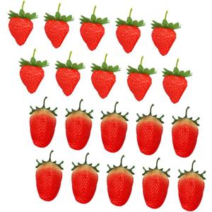 24pcs Realistic Artificial Strawberries Decorative Fruit Models Plastic for Home Store Event Education