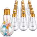 Tessco For You 36 Pcs 3.4 Oz/ 100 Ml Plastic Light Bulb Jars Clear Plastic Candy Jars Bulb Vase Christmas Ornament Storage Container With Lid Fillable Ornament For Candy DIY Craft Hanging (Gold)