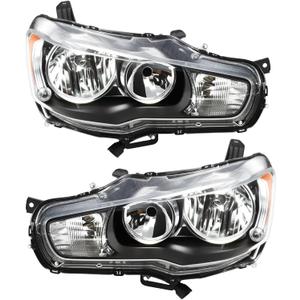 Halogen Headlight Compatible with 2008-2017 Lancer EVO X ES/GTS/SEL/SE/DE Headlamp 8301B075 8301B076 Driver & Passenger Side