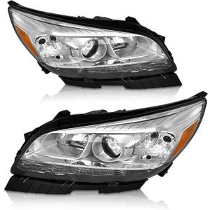 Headlights Assembly for 2013 2014 2015 Chevy Malibu 4-Door LT/LTZ fit 2016 Chevy Malibu Limited Headlamp with Factory Halogen 4 Door Sedan Chrome Housing Driver & Passenger Side(No Bulb)