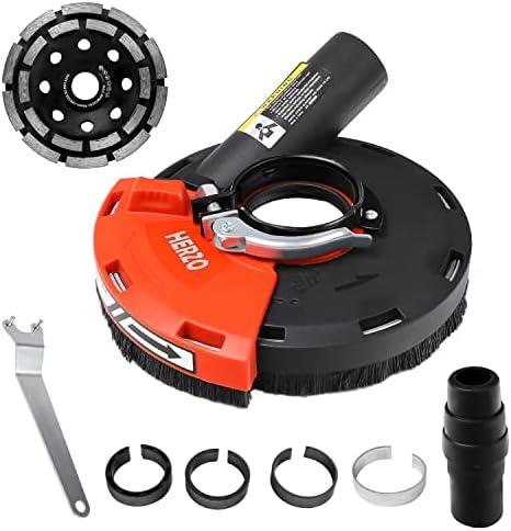 HERZO Surface Grinding Dust Shroud for Angle Grinder, Universal 4.5"/5" + Diamond grinding cup wheel 5 inch